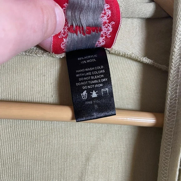 VINTAGE Tail Bait Wool Blend Embroidered Studded Open Cardigan in Tan Size S - Picture 8 of 12